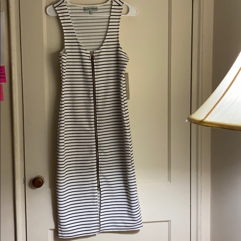 NWT Almost Famous white & black zippered dress